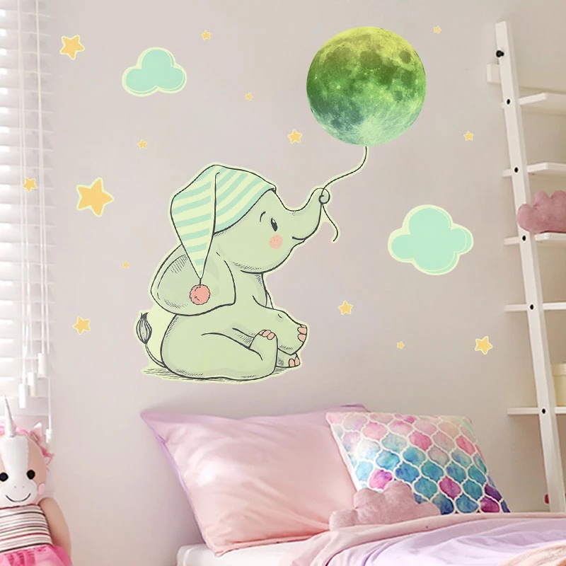 1 Bộ Miếng Dán Tường Dạ Quang Hình Hoạt Hình Phát Sáng Trong Bóng Tối Cho Phòng Trẻ Em