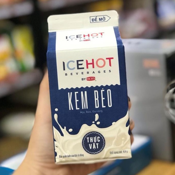 [chỉ giao HỎA TỐC tp.hcm] (hàng lạnh) KEM BÉO THỰC VẬT icehot (rich) hộp 454g
