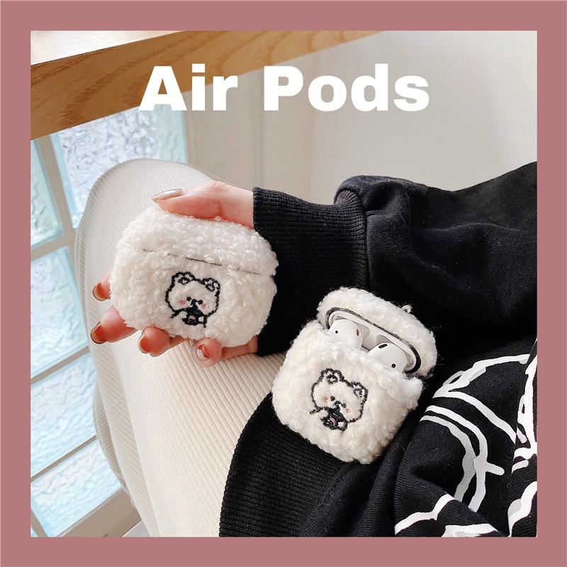 Vỏ Bảo Vệ Hộp Sạc Tai Nghe Airpods 1 / 2 / Pro Hình Gấu Uống Trà Sữa Nhồi Bông Dễ Thương Ốp