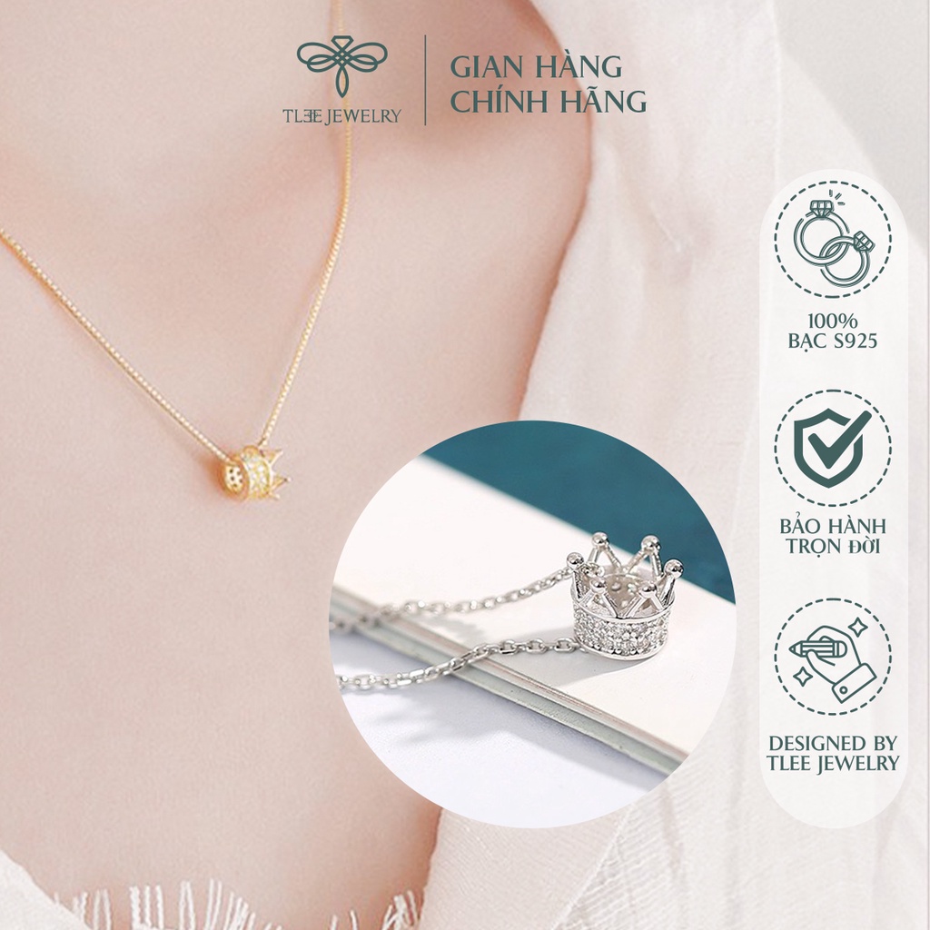 Dây chuyền bạc nữ TLEE Crown nạm đá sang trọng NCJ D0107