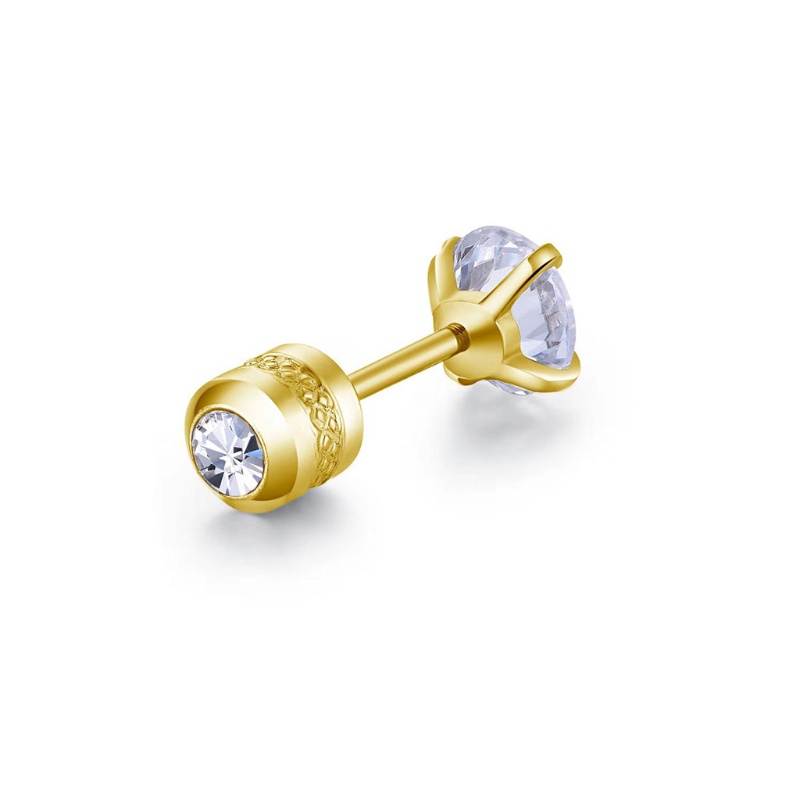 Bông Tai Đinh Tán Bằng Thép Không Gỉ Đính Đá Zircon Không Gây Dị Ứng