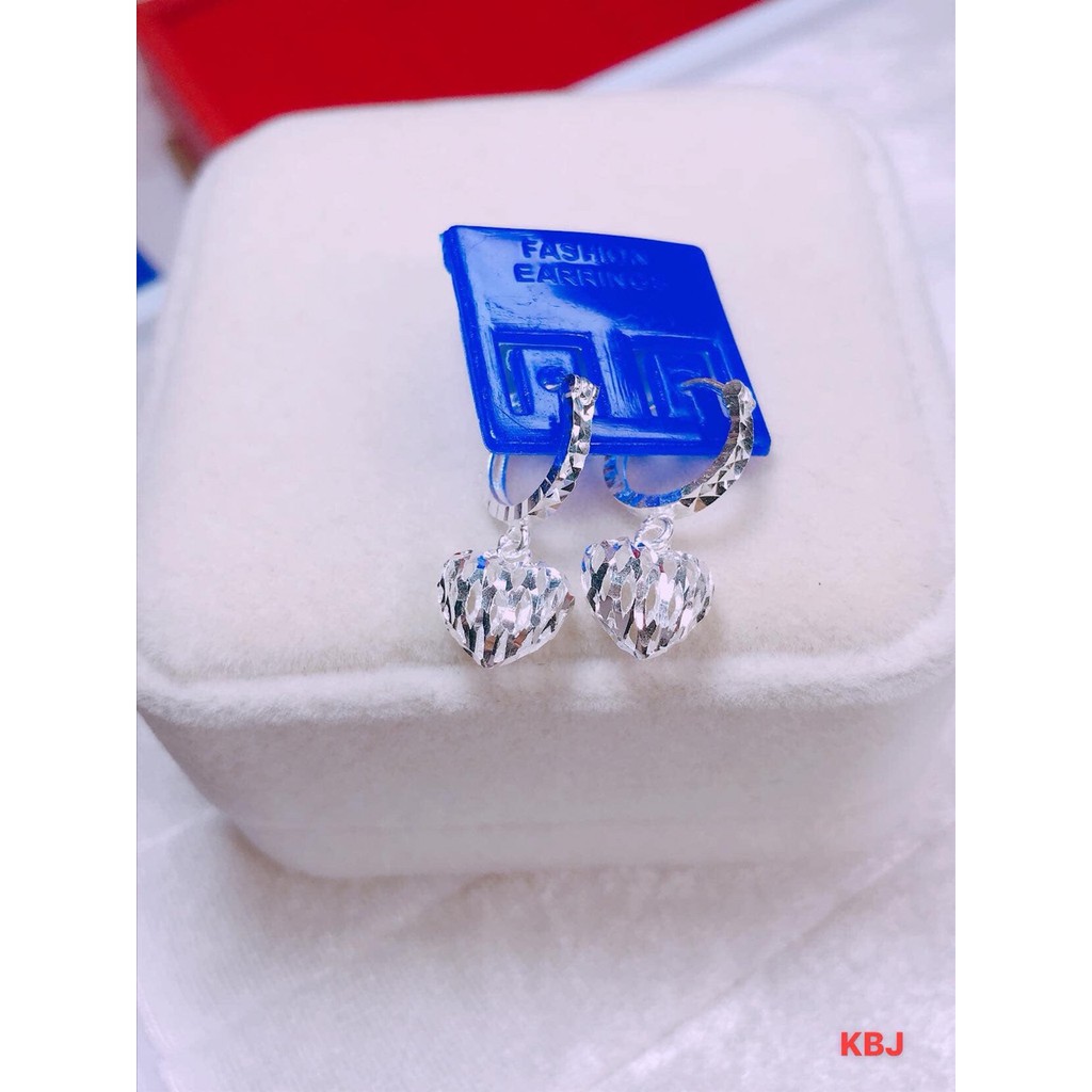 Bông tai tim bạc ta khuyên tròn LINH MIU SILVER