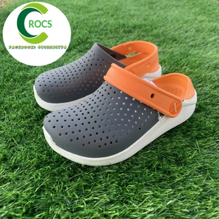 Dép sục nhựa đi mưa chống hôi chân -Croslite-Literide trẻ em màu chì lót cam