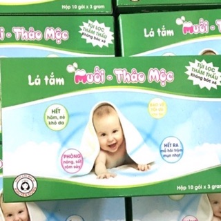 Lá tắm muối thảo mộc phòng ngừa rôm sảy ( hộp 10 gói *3g)