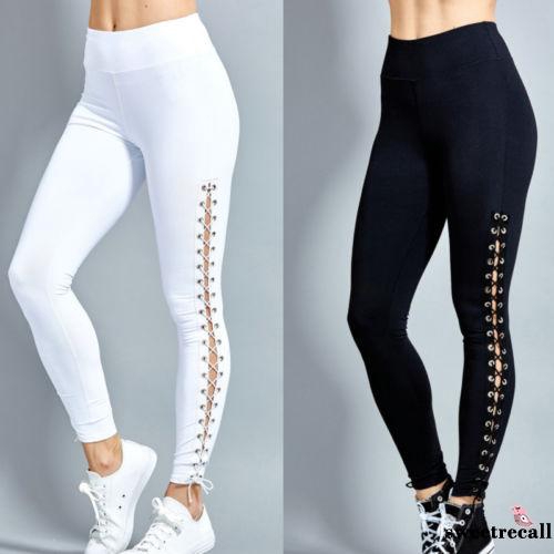 Quần legging dài phối dây đan chéo thời trang cho nữ