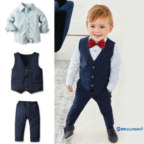 Bộ 4 trang phục trang trọng gồm áo sơ mi + áo vest + quần + thắt nơ cho bé trai