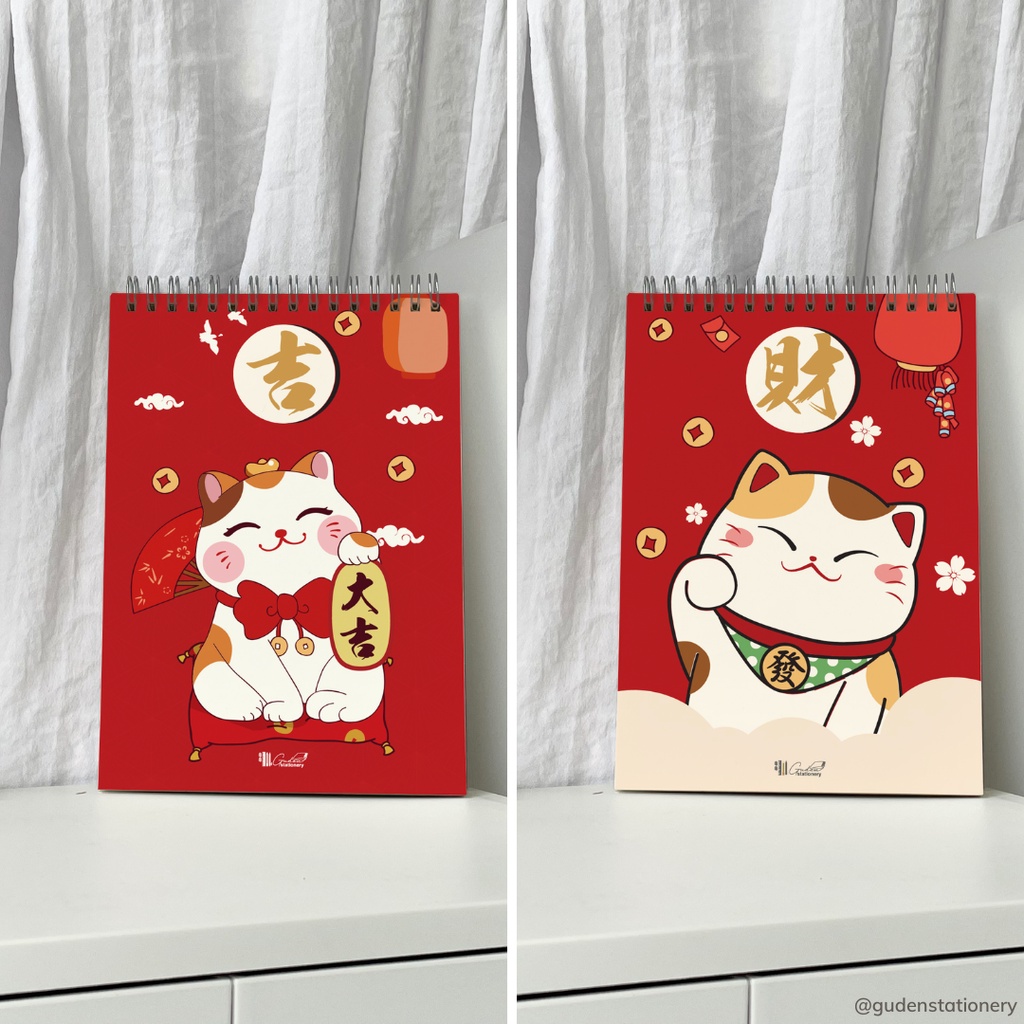 Sổ tay cỡ A5 mèo Nhật Bản đang nằm 120 trang_Guden Stationery