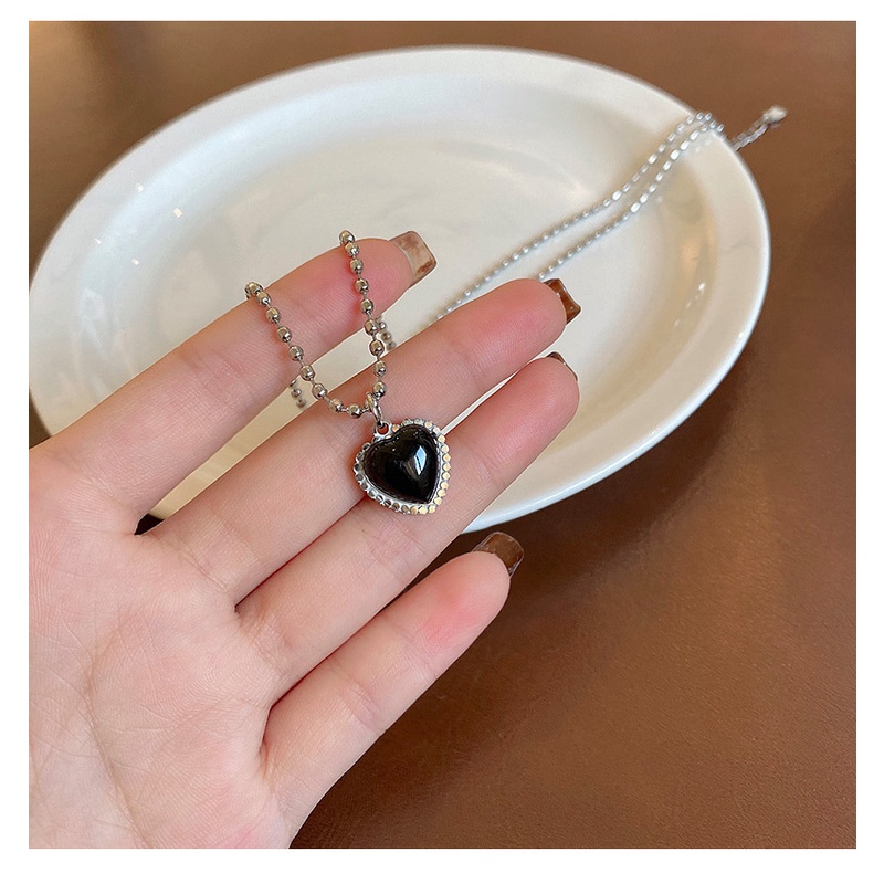 Vòng cổ Mặt Trái Tim Màu Đen Phong Cách Hàn Quốc Thời Trang Cho Nữ