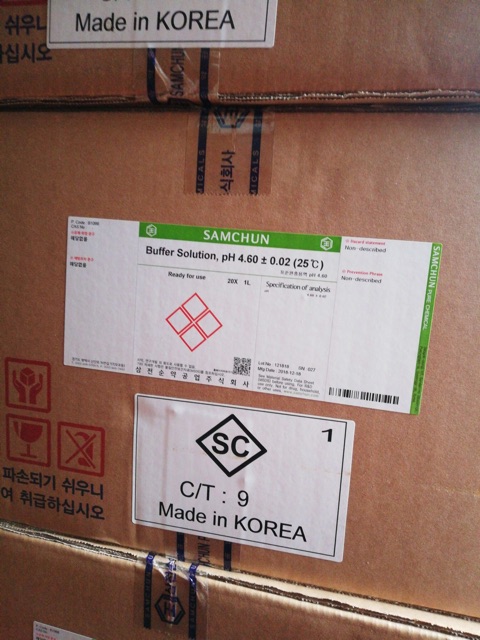 Hóa chất Buffer Solution pH 4.6 Samchun Hàn Quốc dung dịch chuẩn pH4.6 chai 1 lít B1066