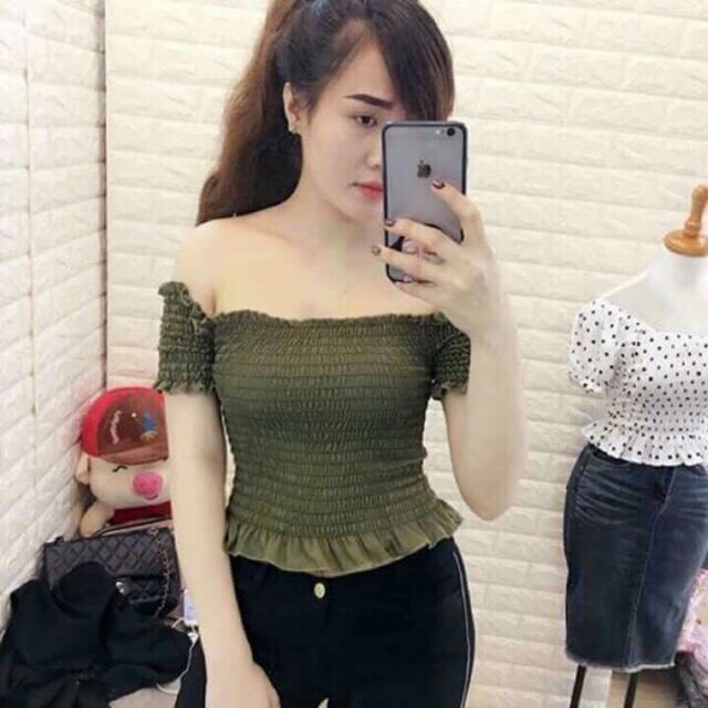 ÁO CROPTOP ÔM BODY NGẮN CO GIÃN - ÁO KIỂU CRT ULZANG NGẮN TAY VOAN TRƠN BASIC 115
