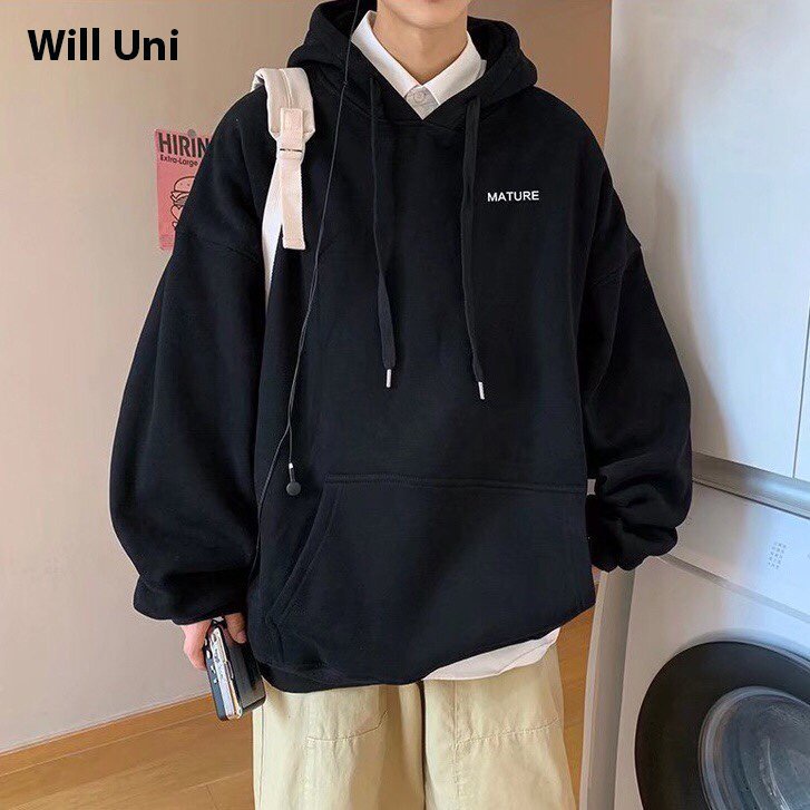 Áo Hoodie Unisex nỉ in chữ, phong cách basic, form rộng nam nữ mặc đều đẹp