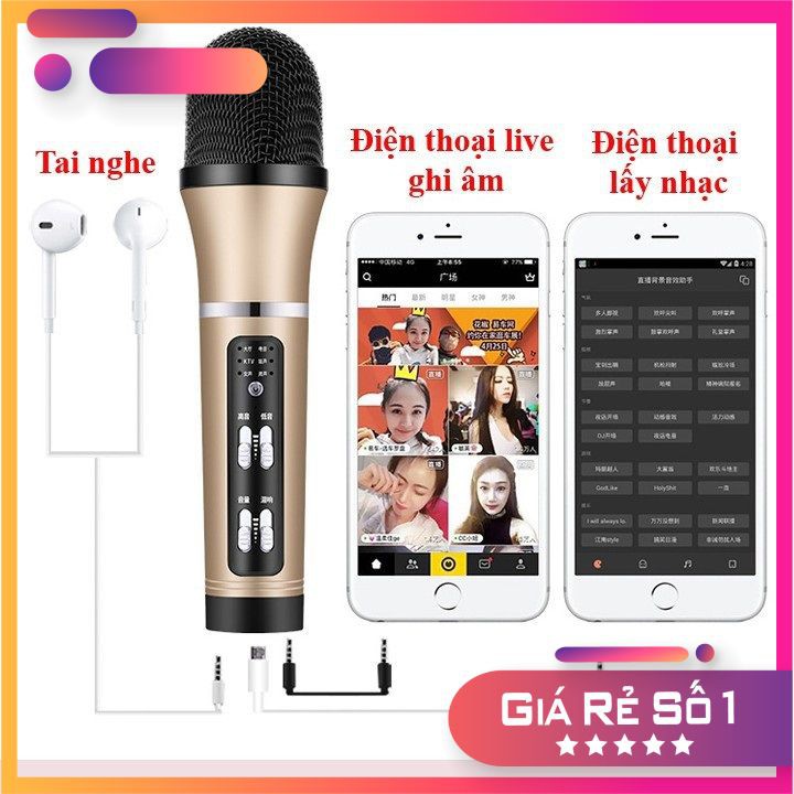 Micro C25 Hát Karaoke Livestream ⚡ LOẠI 1 CHÍNH HÃNG⚡ Chế độ Autotune, Giả giọng Người Già, Trẻ Nhỏ, Âm Thanh Sống Động