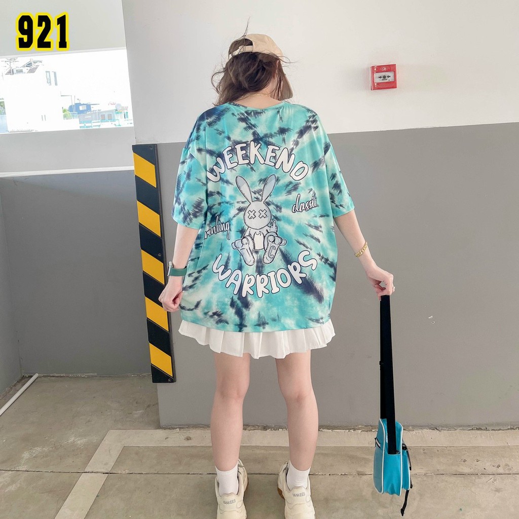 Áo thun tay ngắn unisex, áo phông tay lỡ nam nữ, thun lạnh màu loang, 100% cotton, free size 40-75kg - yumi47store-921 | BigBuy360 - bigbuy360.vn