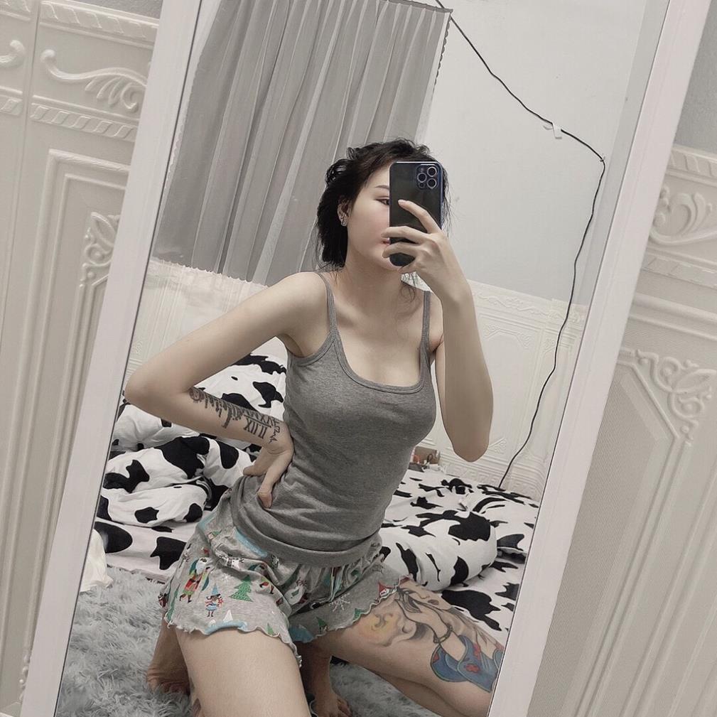 Sét đồ ngủ hai dây họa tiết sexxy co giãn, Bộ ngủ 2 dây mát lạnh BN0082 - NhiNhi Shop