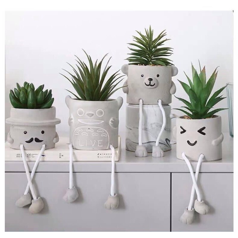 Chậu hoa gốm mặt thú chân dài