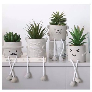 Chậu hoa gốm mặt thú chân dài