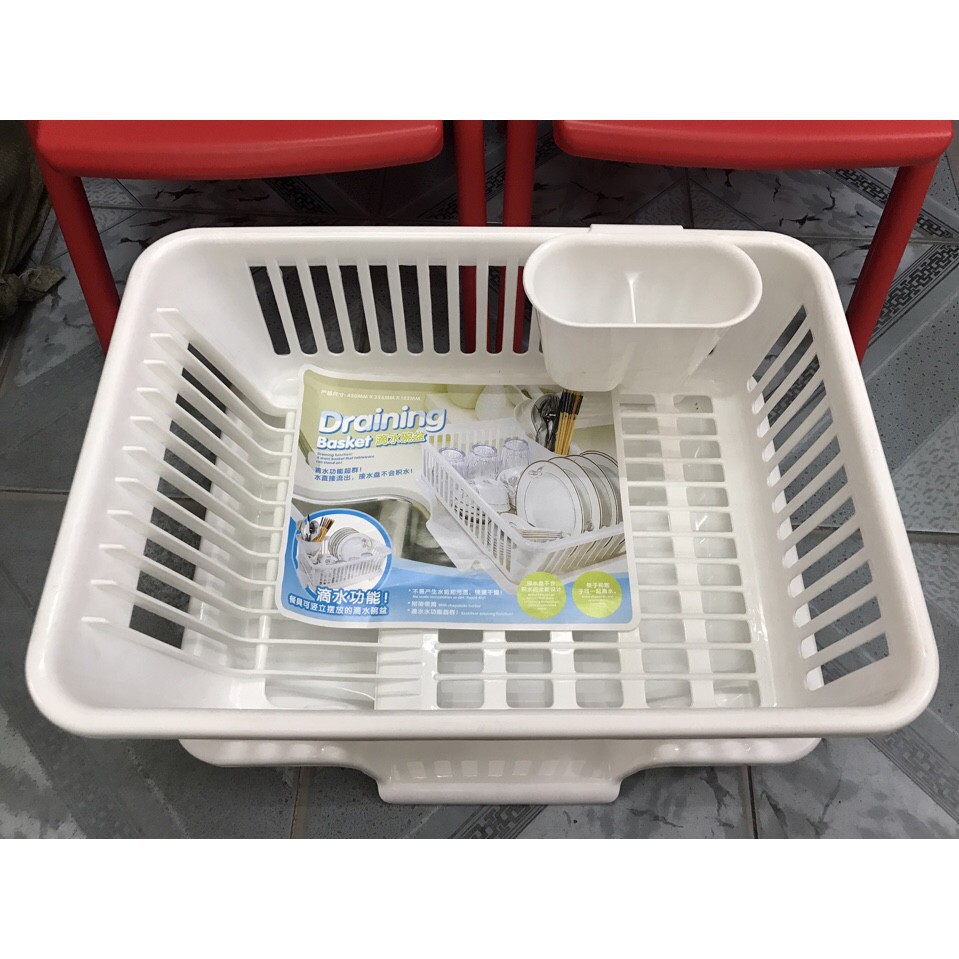 Rổ đựng  bát, đĩa  kèm khay hứng thoát nước (cỡ to)