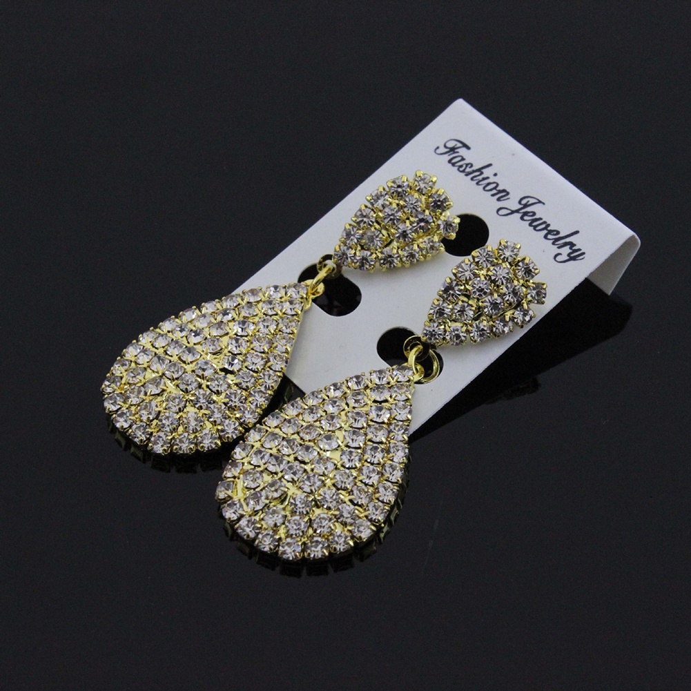 Đôi khuyên tai hình giọt nước đính đá thời trang cho nữ