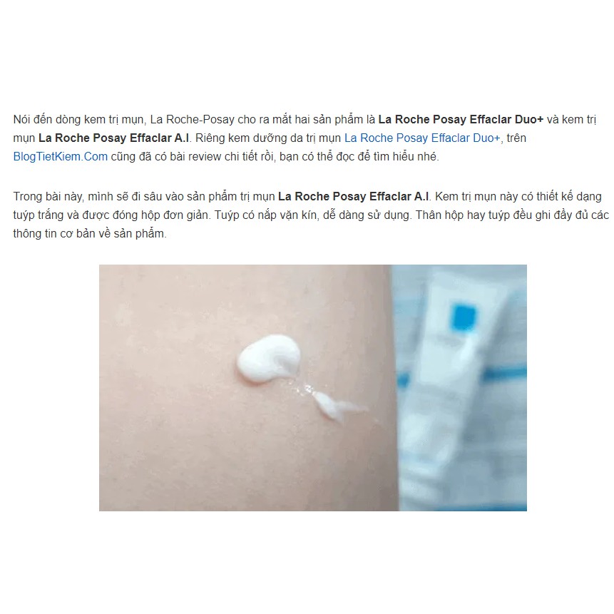 Kem Giảm Mụn Sưng Đỏ La Roche Posay Effaclar A.I 15ml