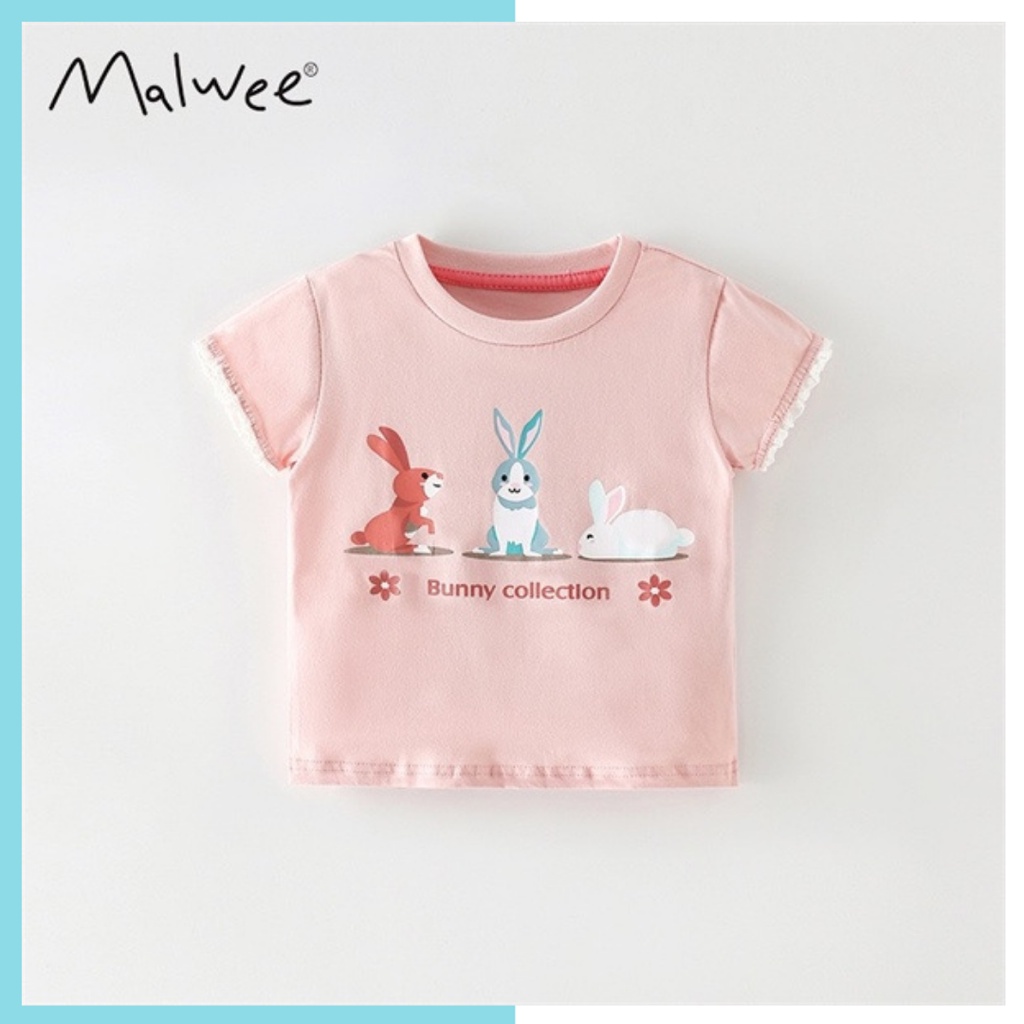 Áo thun hè cotton Malwee hồng thỏ MW41019 cho bé gái 2-8 tuổi Mẫu mới 2022 - Little Maven Official Store