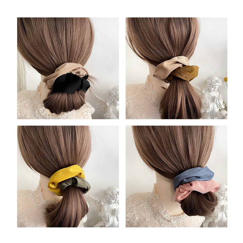 Cột tóc Vải Scrunchies - dây buộc tóc vải các màu vintage ảnh thật