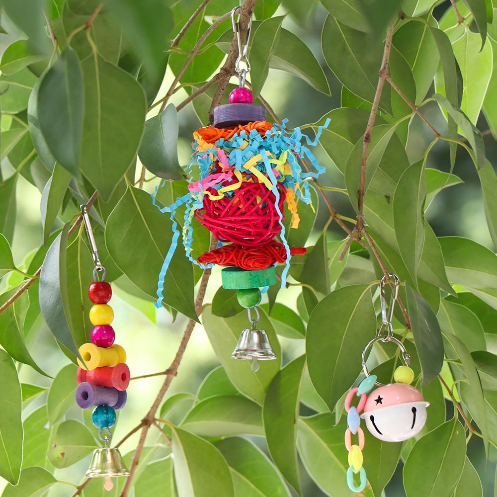 Bộ đồ chơi xích đu / quả cầu / võng treo lồng chim vẹt xám Úc/ vẹt yến phụng