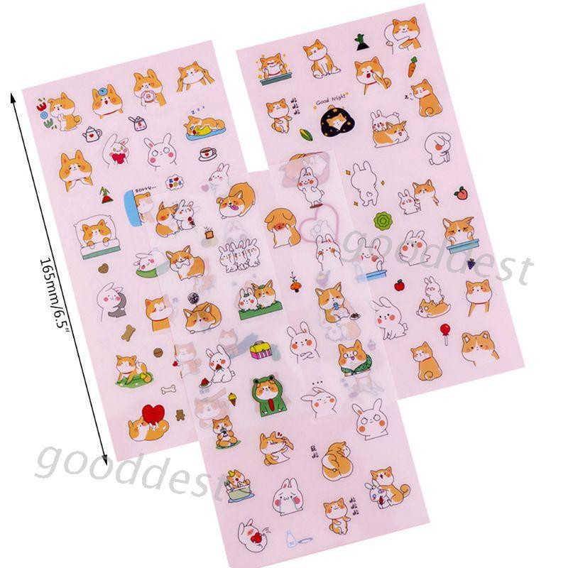 Miếng dán PVC hình cún cưng hoạt hình dễ thương trang trí sổ lưu niệm DIY