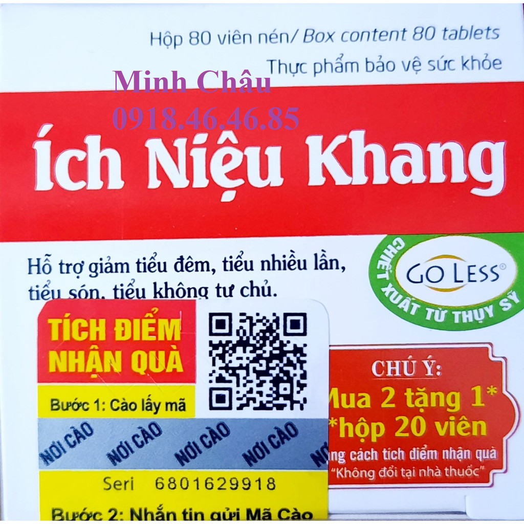 Ích niệu khang 80 viên hỗ trợ giảm tiểu đêm, tiểu són