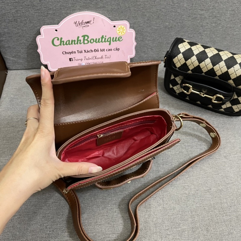 Túi đeo chéo túi trần trám pha màu mới 18cm