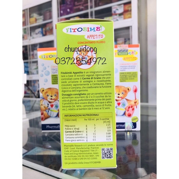 Appetito Fitobimbi_Tăng cường hệ tiêu hoá giúp trẻ ăn ngon miệng hơn chai 200ml