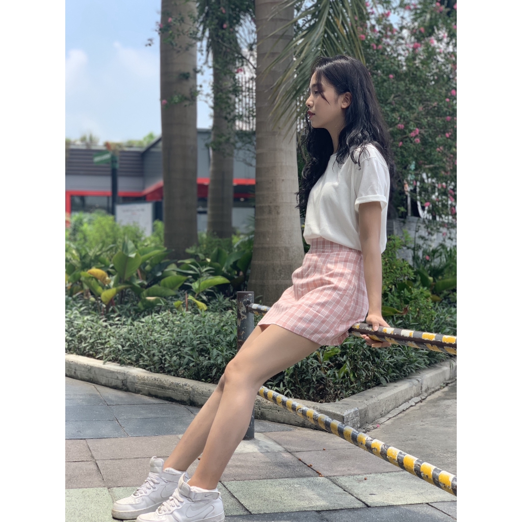 [Freeship đơn từ 0đ] Áo phông trắng trơn dáng rộng - chân váy ulzzang