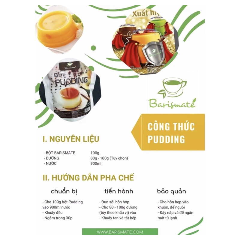Pudding Barismate Làm Thạch Pudding Có Đủ Vị Gói 1Kg
