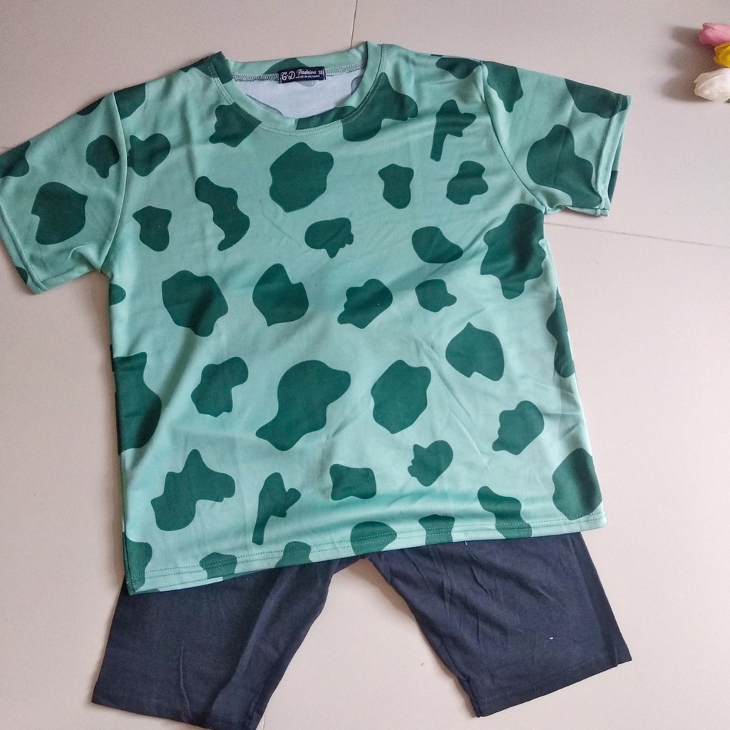 Đồ Ngủ Bò Sữa, Đồ Ngủ Tay Ngắn Quần Ngố Dễ Thương, Đồ Mặc Nhà Nữ Lưng Chun Vải Mát Thoáng Khí | BigBuy360 - bigbuy360.vn