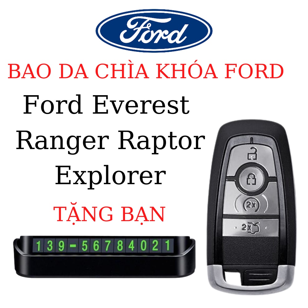 Bao da chìa khoá xe Ford Everest Ranger Raptor Explorer 4 nút bấm (FE4)