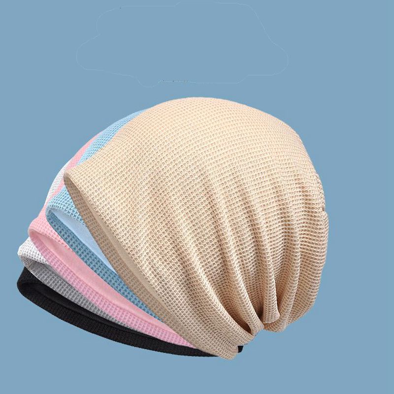 Mũ Beanie Cotton Mềm Mỏng Thoáng Khí Màu Trơn Phong Cách Hip Hop Cho Nam Nữ