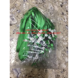 Dây đeo thẻ lụa móc nhựa MÀU XANH LÁ (LOẠI 1), 100 chiếc - Dây đeo thẻ nhân viên - Dây thẻ