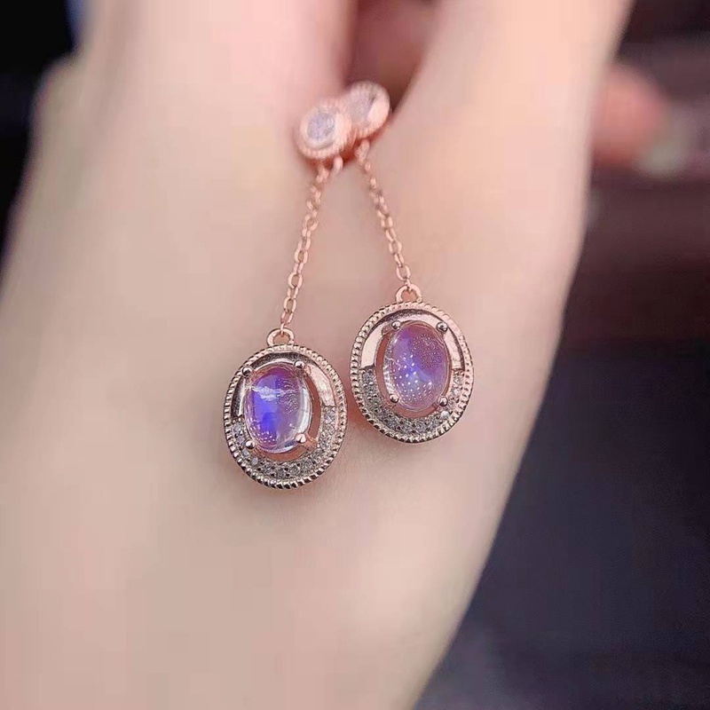Đôi Khuyên Tai Dáng Dài Đính Đá Mặt Trăng Thời Trang Hàn Quốc Cho Nữ