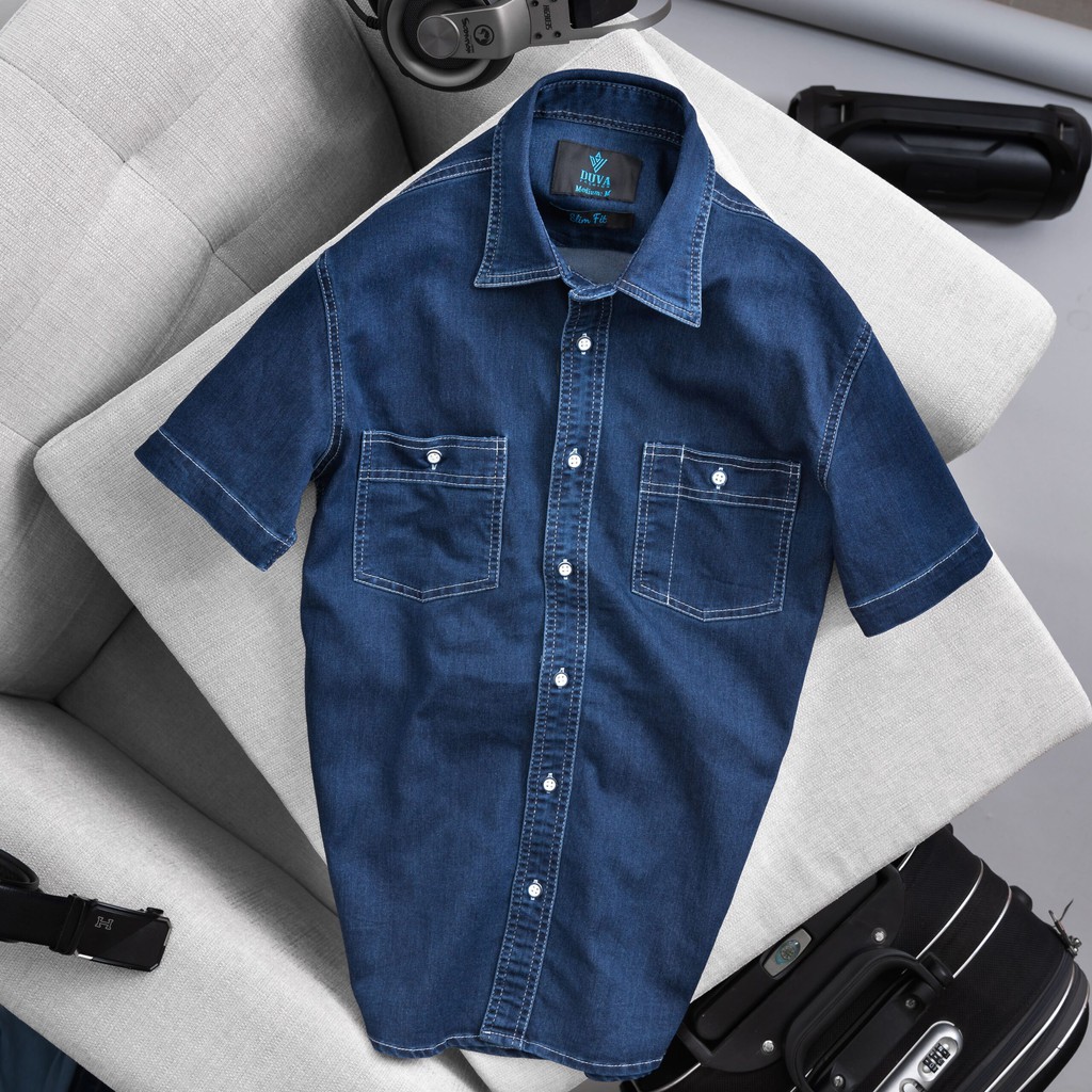 Áo Sơmi Denim ngắn tay Nam SM03 | BigBuy360 - bigbuy360.vn