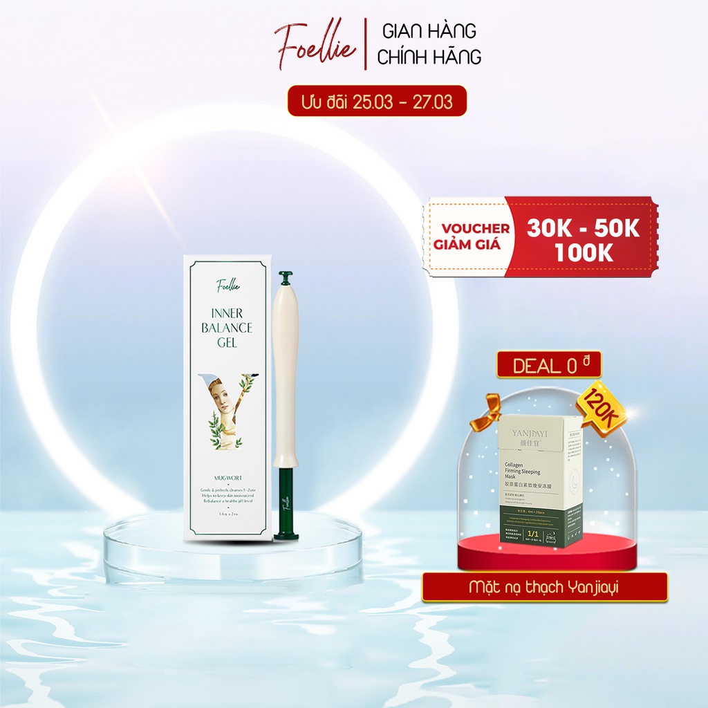 Hộp 10 Đũa Thần Gel Vệ Sinh Phụ Nữ Làm Hồng Se Khít Vùng Kín Foellie Inner Balance Cân Bằng PH Chăm Sóc Vùng Kín