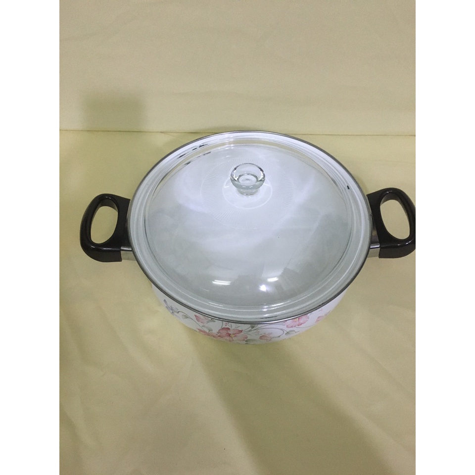 Nồi men nội địa Nhật, size 25.5cm, cao 9cm (mã 703), Dùng được bếp từ