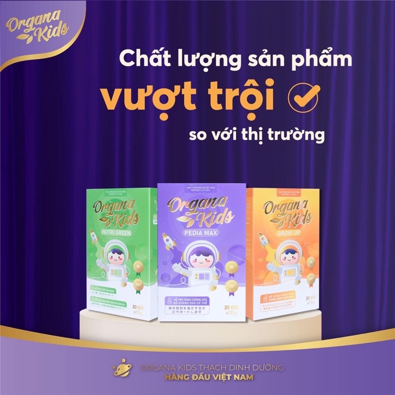 Thạch dinh dưỡng Organa Kids LACO,trẻ em ăn ngon, tăng đề kháng,tăng chiều cao, hỗ trợ tiêu hoá, hộp 20 gói