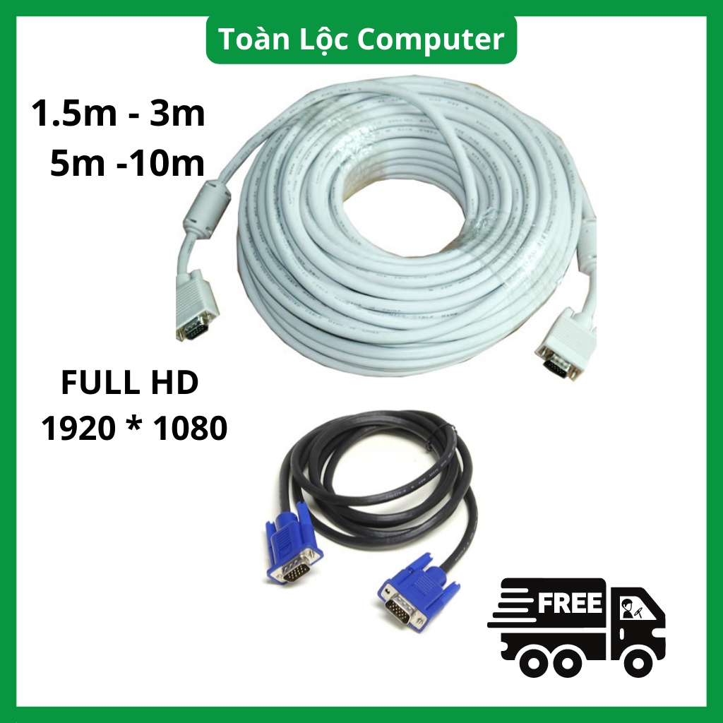 Dây VGA lõi đồng 1.5m 3m 5m 10m hàng chuẩn 3+6 chất lượng cao cáp 2 đầu VGA đực xịn tốt chống nhiễu