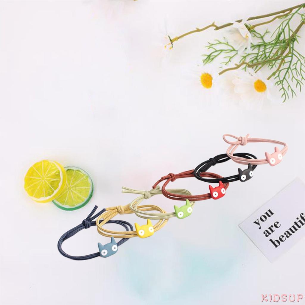 Set 6 dây buộc tóc co giãn nhiều màu sắc họa tiết hoạt hình dễ thương cho bé gái