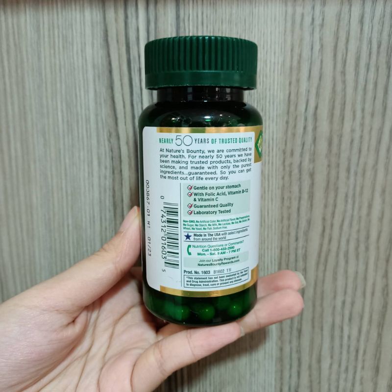 Viên uống Sắt Iron 28mg - 65mg Nature's Bounty