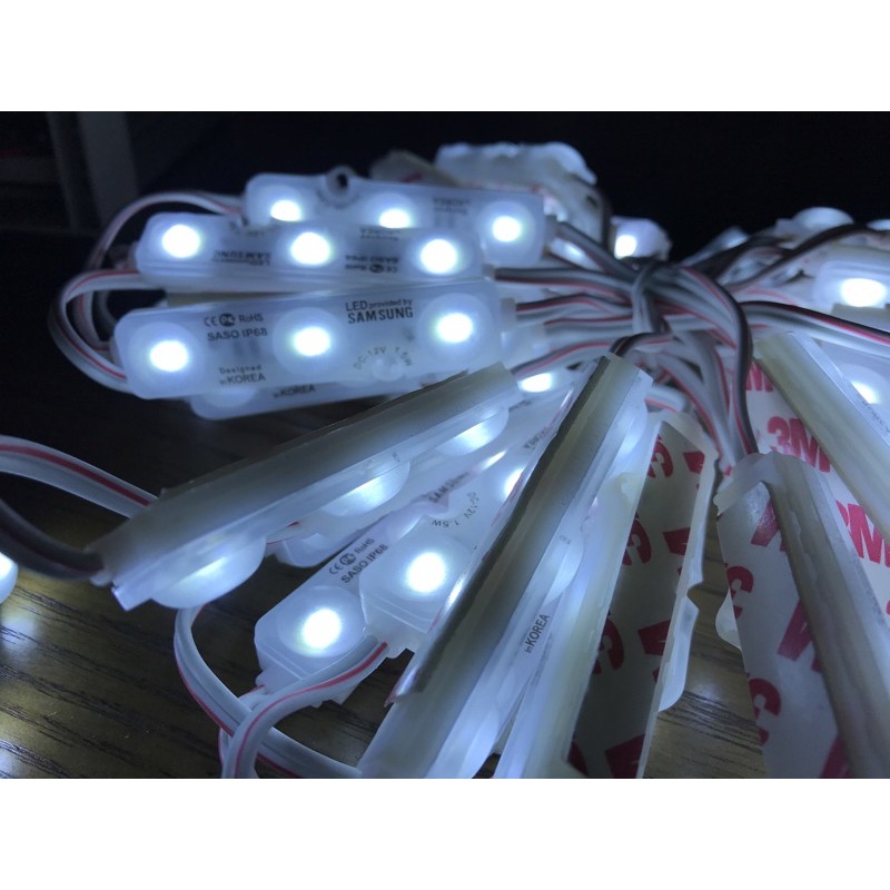 Dây 50 thanh led 3 mắt SASO kích thước 66x15mm chuyên dùng dán viền trang trí, hắt chữ quảng cáo.