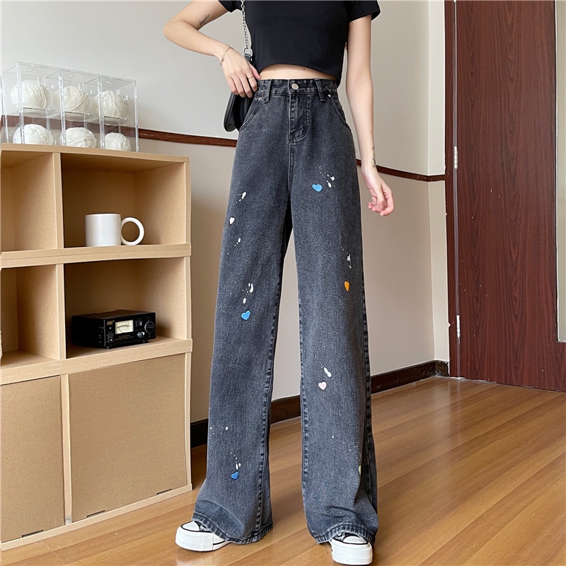 Quần Jeans Nữ Lưng Cao Ống Rộng Thời Trang Hàn Quốc