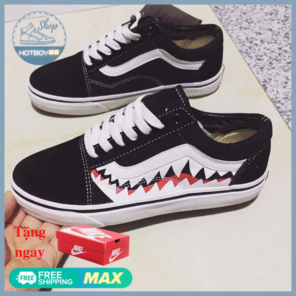 Giày thể thao nam nữ vans old skool cá mập răng cưa đen trắng thời trang