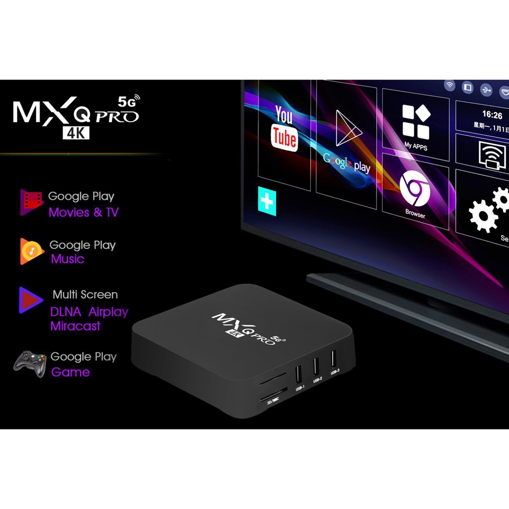 Tv Box Mxq Pro 5g Android 4k Ultra Hd (4Gb Ram - 64gb Rom) Android 10.0 Và Phụ Kiện