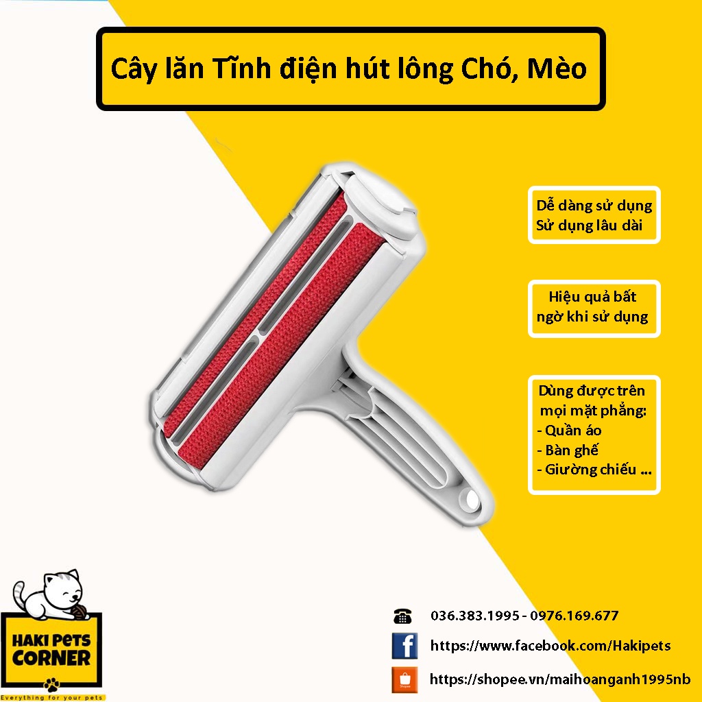 Cây lăn lông chó mèo - Cây lăn tĩnh điện hút lông thú cưng