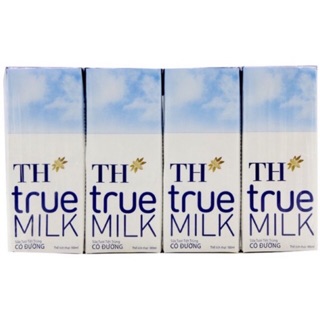 Vỉ 4 Hộp Sữa TH True Milk Hộp 180ml Có Đường/Ít đường
